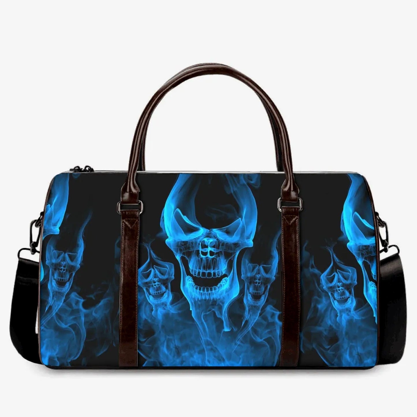 Horror Overnight Bag, flame skull Carry On Bag, death skull monogrammed bag, biker skull weekender bags, biker skull Carry On Bag, skull bag