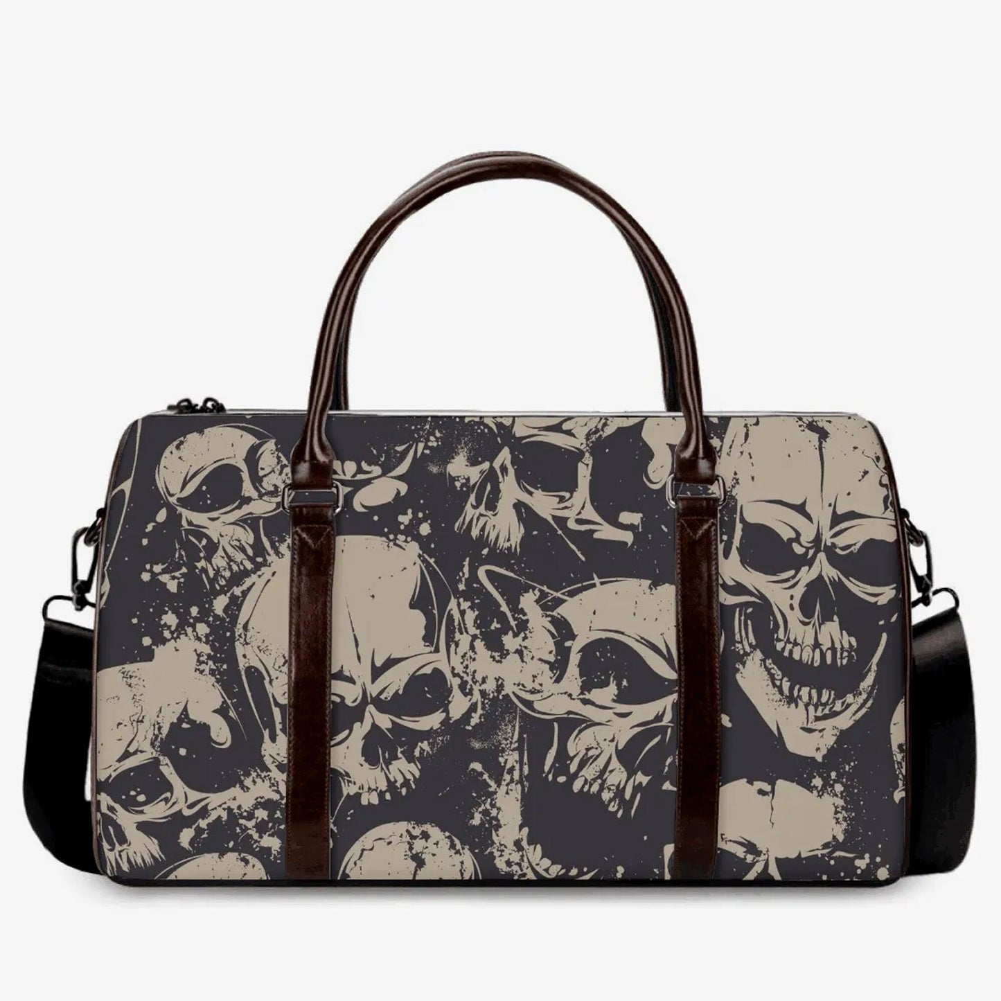 Halloween weekender bags, motorcycle skull Canvas Weekend Travel Bag, biker skull duffel bag, gothic skull handbag, biker skull Vacation bag