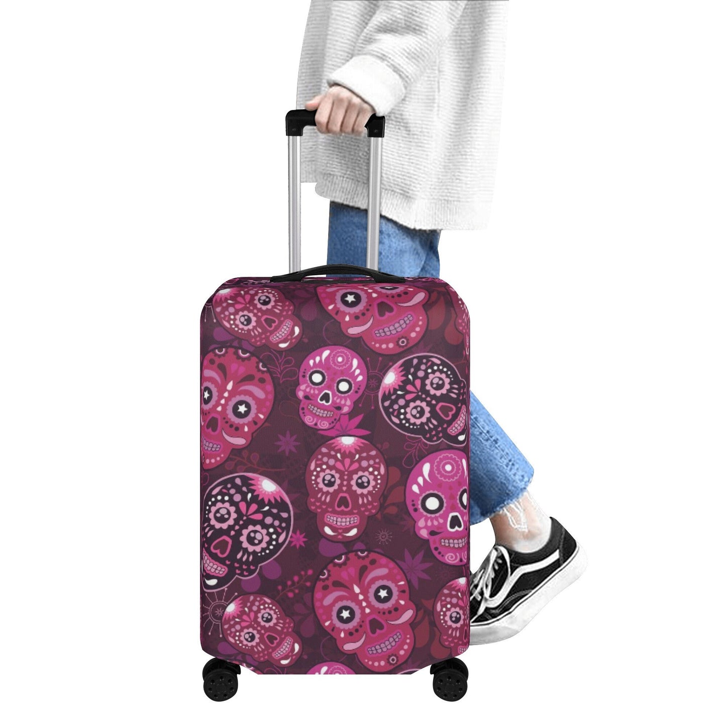 Mexico luggage protector, sugar skull travel bag cover, mexican skull suitcase floral skull luggage, dia de los muertos skull suitcase cover