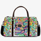 Flower skull large travel bag, goth Canvas Weekend Travel Bag, christmas skull large travel bag, flower skull monogrammed bag, flaming skull
