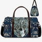 Rose skull handbag, skull Hospital Bag, flaming skull Canvas Weekend Travel Bag, halloween monogrammed bag, flame skull shoulder handbag