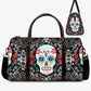 Mexican skull monogrammed bag, sugar skull girl duffel bag, mexico large travel bag, floral skull Carry on Weekender Overnight Bag handbag