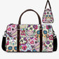 Floral sugar skull Carry on Weekender Overnight Bag, dia de los muertos skull Overnight Bag, day of the dead monogrammed bag sugar skull bag