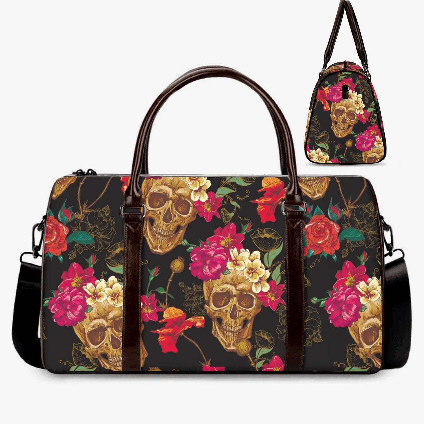 Christmas skull Canvas Weekend Travel Bag, death skull Hospital Bag, motorcycle skull large travel bag, gothic skull shoulder bag handbag