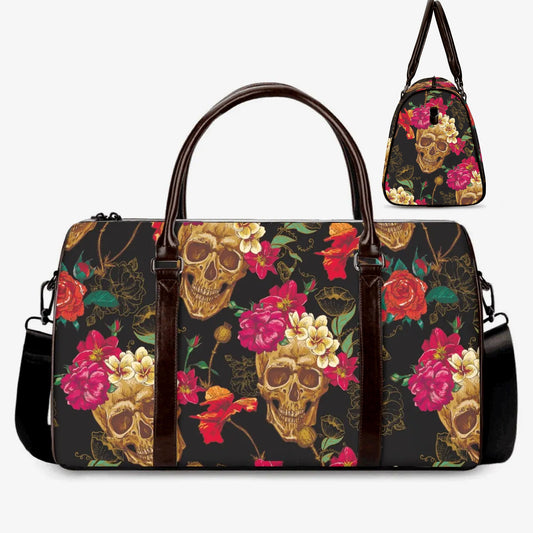 Christmas skull Canvas Weekend Travel Bag, death skull Hospital Bag, motorcycle skull large travel bag, gothic skull shoulder bag handbag