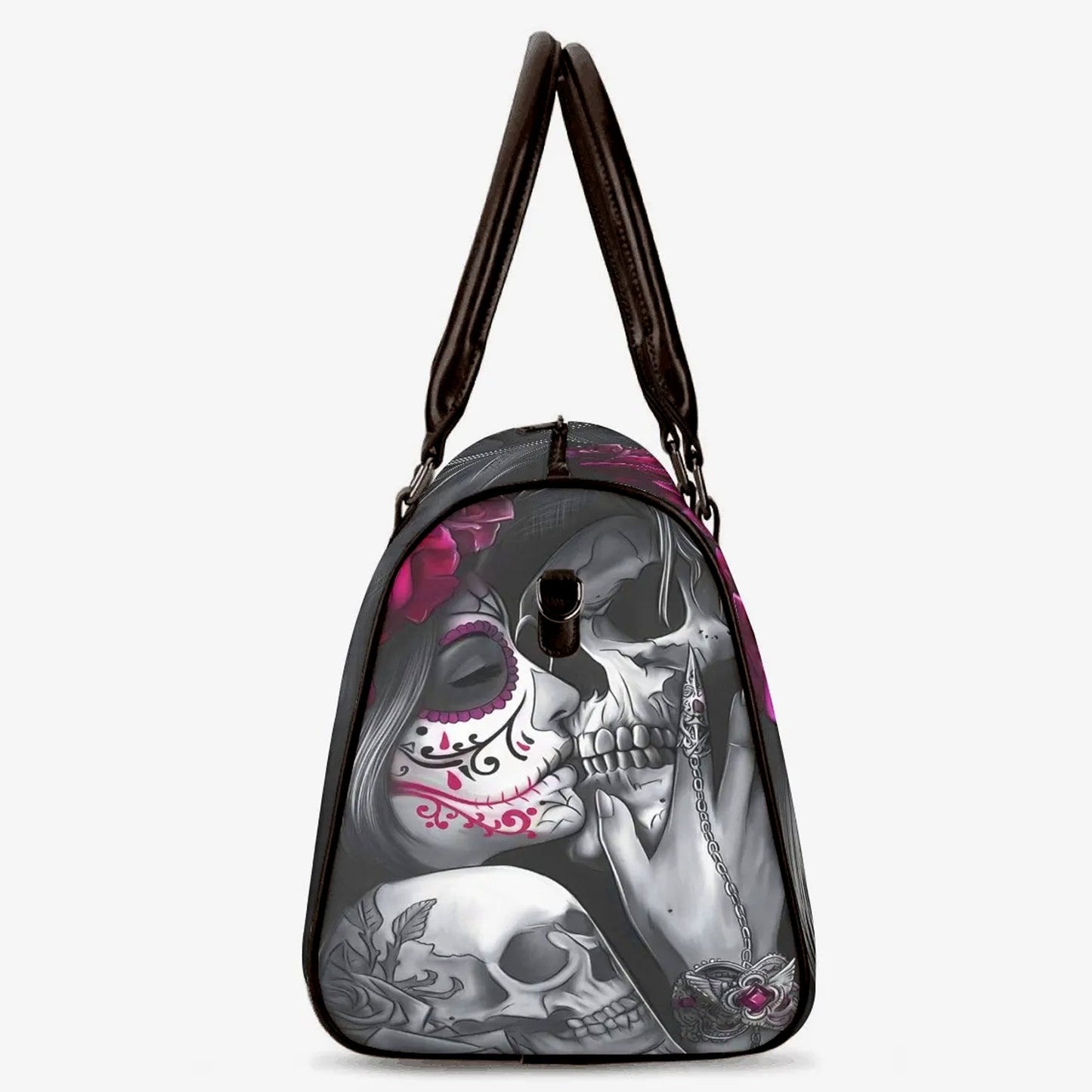 Sugar skull shoulder bag, cinco de mayo skull Overnight Bag, day of the dead handbag, floral sugar skull travel bag, floral skull duffel bag