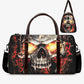 Flame skull duffel bag, biker skull Vacation Holidays Travel Bag, evil Vacation Holidays Travel Bag, rose skull Overnight Bag, goth shoulder