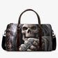 Punisher skull monogrammed bag, death skull travel bag, reaper skull handbag, skull duffel bag, floral skull Overnight Bag flaming skull bag