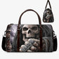 Punisher skull monogrammed bag, death skull travel bag, reaper skull handbag, skull duffel bag, floral skull Overnight Bag flaming skull bag
