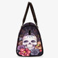 Floral skull duffel bag, flaming skull large travel bag skull in fire Overnight Bag flower skull Overnight Bag motorcycle skull shoulder bag