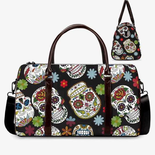 Candy skull Overnight Bag, cinco de mayo skull handbag, day of the dead travel bag, mexico large travel bag, cinco de mayo skull handbag bag