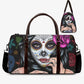 Sugar skull travel bag, day of the dead shoulder bag, floral skull Canvas Weekend Travel Bag floral sugar skull monogrammed bag shoulder bag