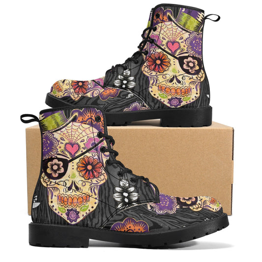 Day of the dead waterproof boot, calaveras skull shoes, mexican skull men women boots, floral skull waterproof boot, mexico men women boots