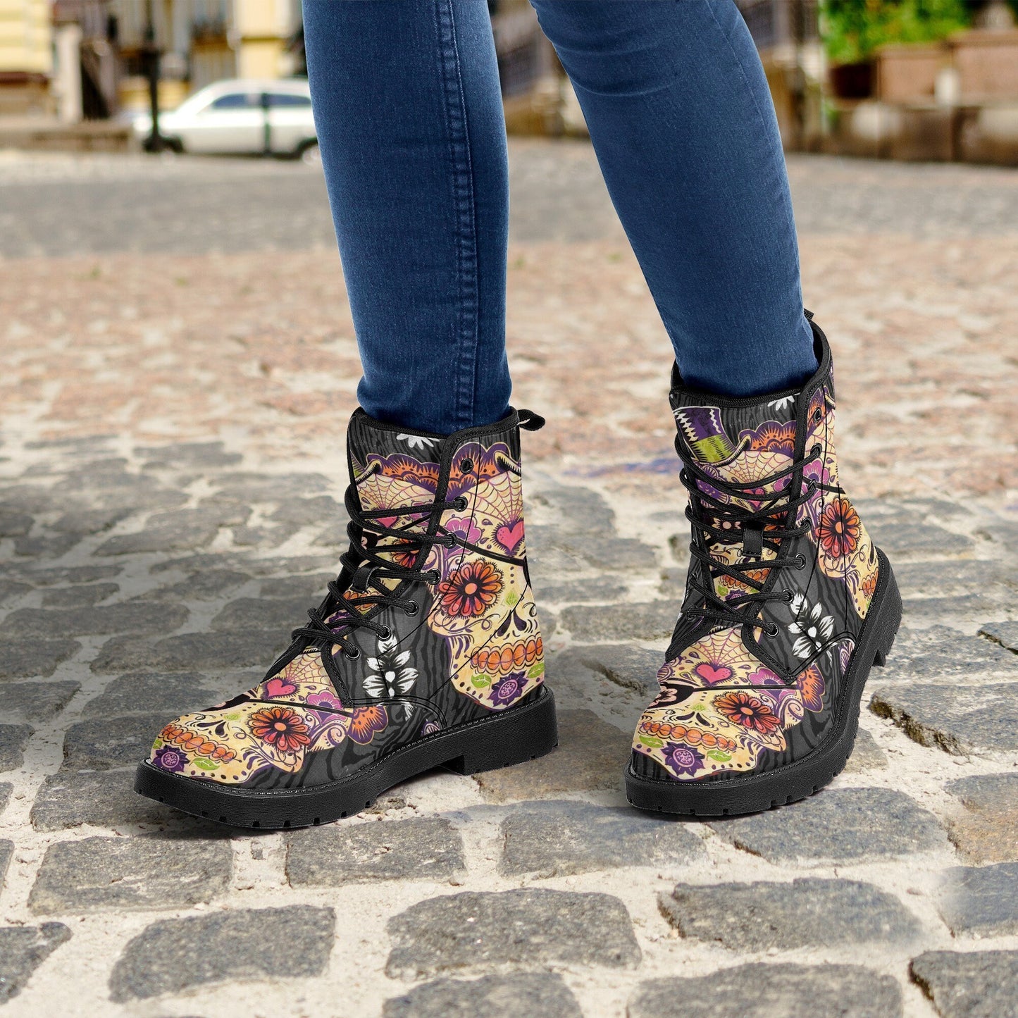 Day of the dead waterproof boot, calaveras skull shoes, mexican skull men women boots, floral skull waterproof boot, mexico men women boots