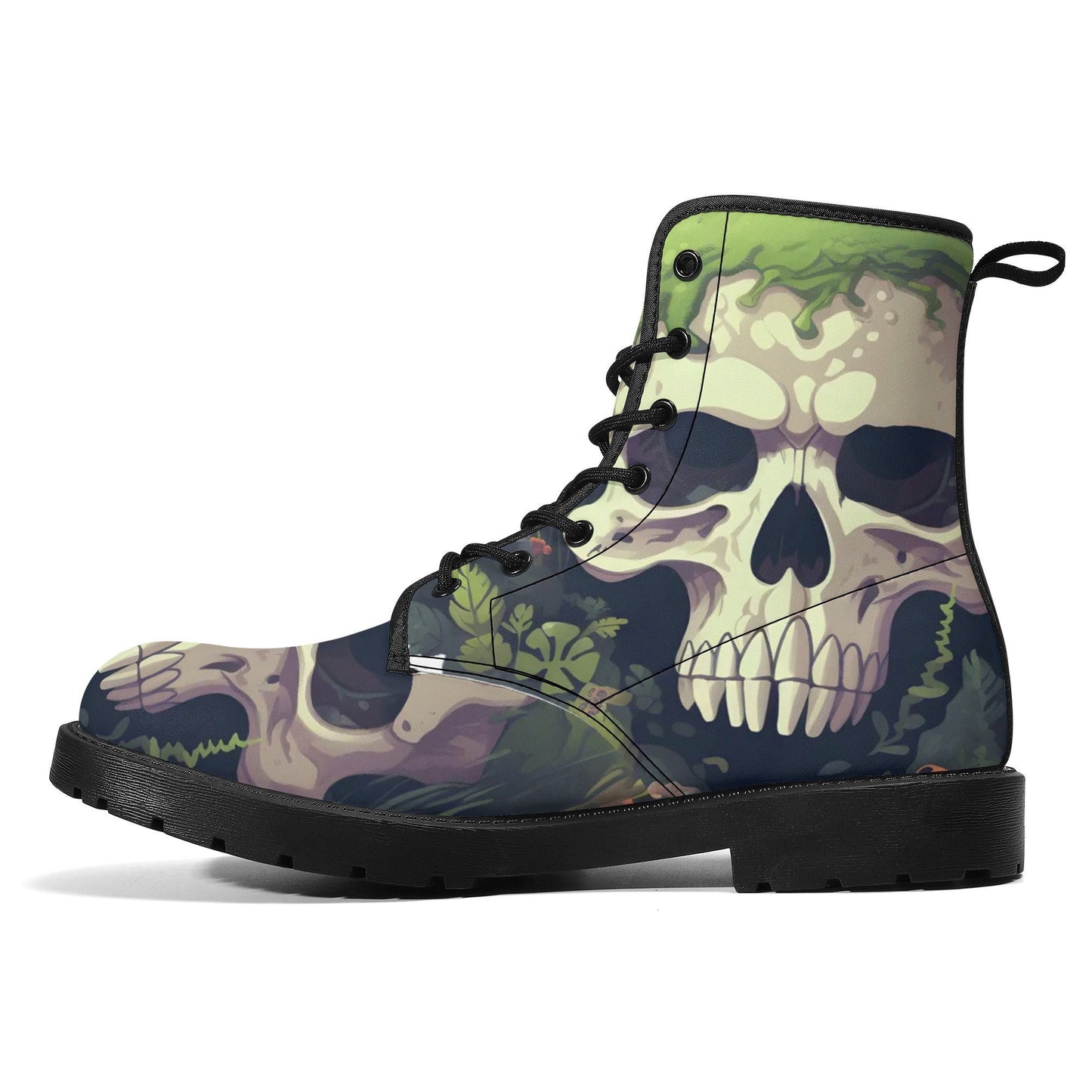 Gothic skull unisex boots, biker skull winter boots, death skull ankle Boots, skeleton waterproof Lace Up Anti-Slip platform nooties boots
