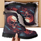 Goth unisex shoes, evil waterproof shoes, skull in fire shoes, rose skull boots for men women, flame skull ankle Boots, death skull shoes