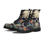 Skeleton waterproof Lace Up Anti-Slip platform nooties, grim reaper combat boots, gothic skull ankle Boots, flower skull boots, halloween
