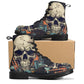 Skeleton waterproof Lace Up Anti-Slip platform nooties, grim reaper combat boots, gothic skull ankle Boots, flower skull boots, halloween