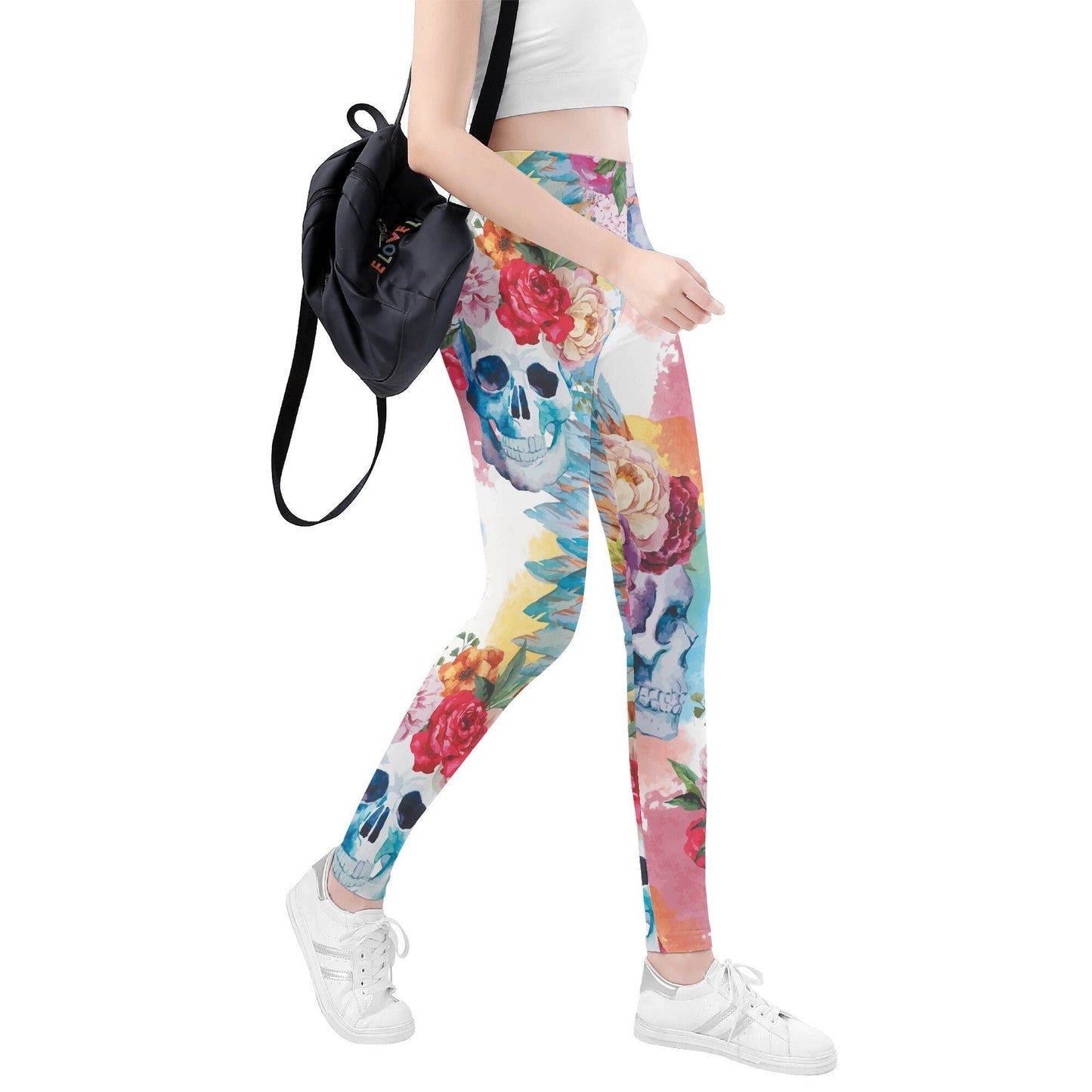 Grim reaper leggings, death skull long pants, skull fitness leggings, punisher skull women's pants, biker skull skinny pants, skull leggings