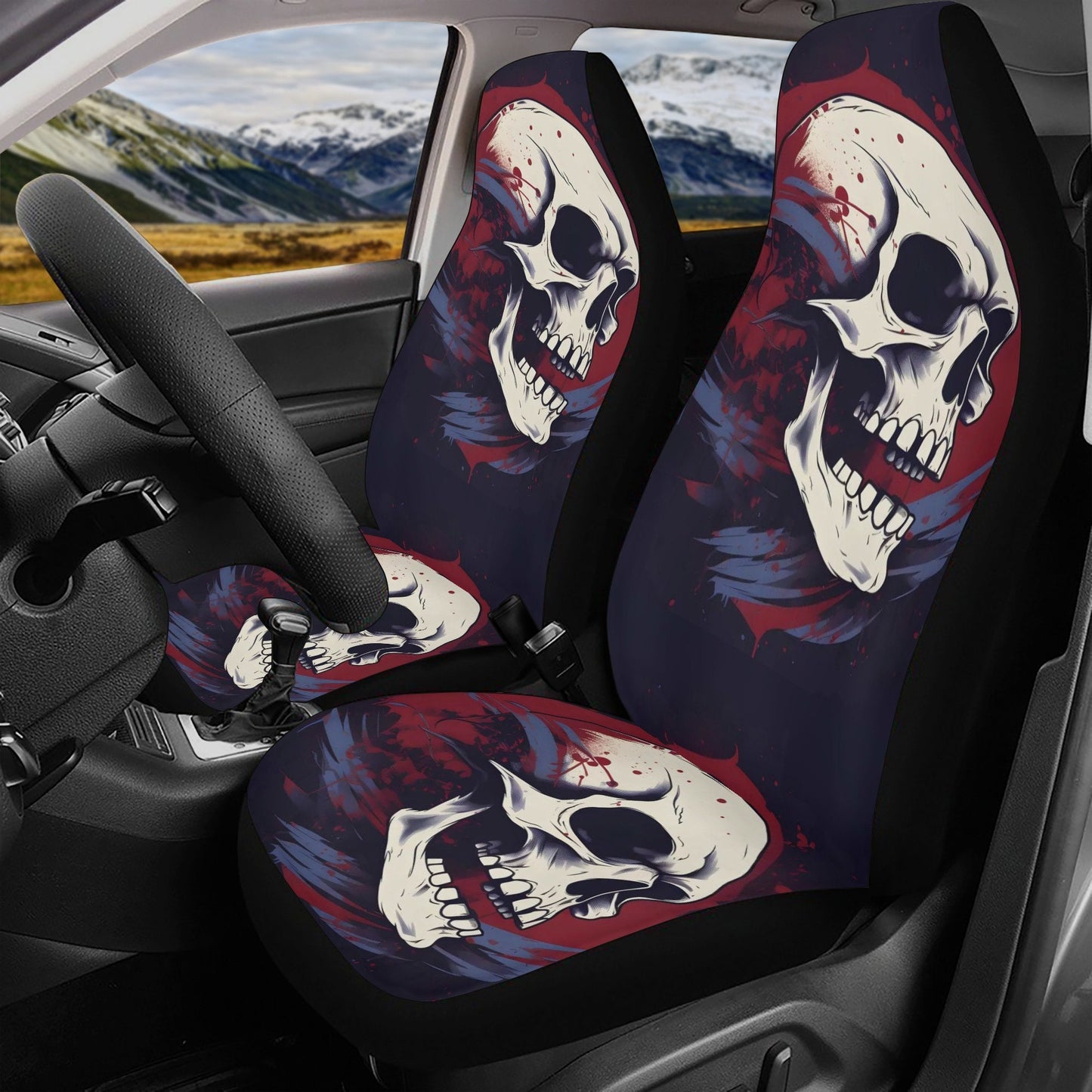 Grim reaper car seat protector cover skull in fire car protector skull in fire car seat protector cover gothic skull skull car floor mat set