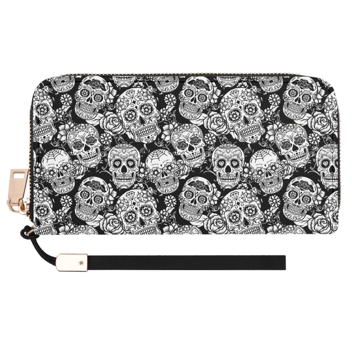 Dia de los muertos skull messenger bag, calaveras skull wallet, candy skull cosmetic bag, calaveras skull tote bag, floral sugar skull tote