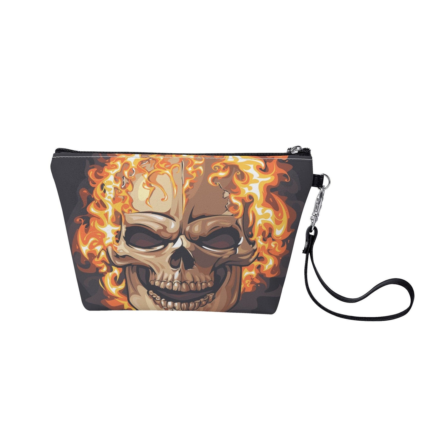 Horror long wallet, flame skull long wallet, goth crossbody bag, gothic skull bag with shoulder strap, flame skull tote bag flame skull bag