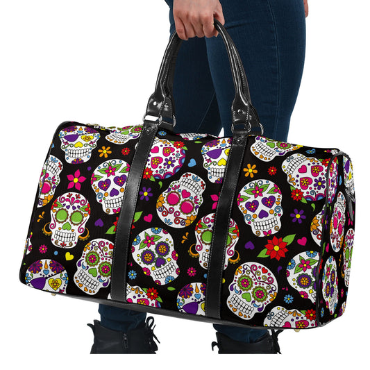 Sugar Skulls Travel Bag, Duffel Bag, Day of the dead Duffle Bag, Candy skull Shoulder Bag, Dia de los muertos Carry On Bag, candy skull bag
