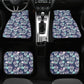Floral sugar skull cover cushion accessories for Cars, floral sugar skull car floor mat, sugar skull girl car seat cushion cover car mat set