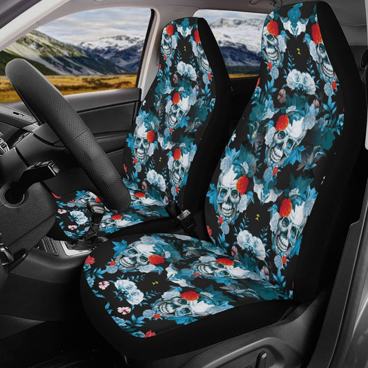 Skull seat cover for truck, flame skull seat cover for truck, skeleton car rug, flame skull car protector goth car rug, skull floral car mat