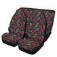 Christmas skull car rug, floral skull car seat protector, rose skull mat for car, skeleton seat cover for truck, skull in fire car seat tool