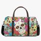 Mexican skull Canvas Weekend Travel Bag, candy skull Hospital Bag, duffel bag, floral skull Overnight Bag cinco de mayo skull weekend bag