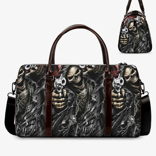 Punisher skull Vacation Holidays Travel Bag, death skull Carry On Bag, flame skull Carry on Weekender Overnight Bag, christmas skull handbag