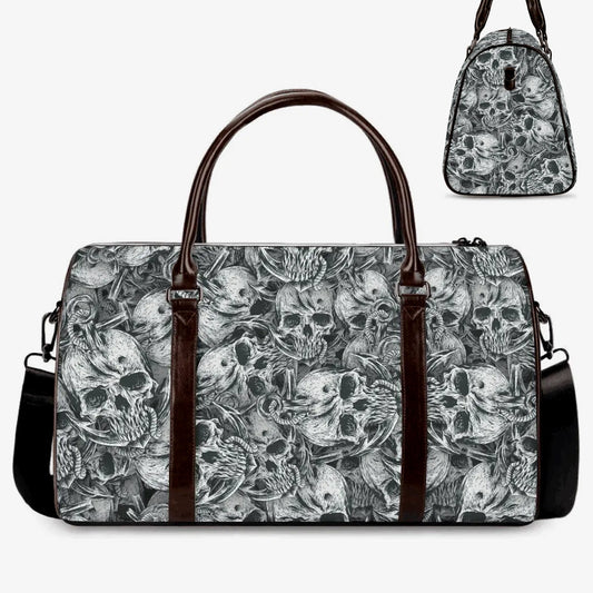 Biker skull Carry on Weekender Overnight Bag, flaming skull travel bag, rose skull Overnight Bag, punisher skull handbag grim reaper handbag