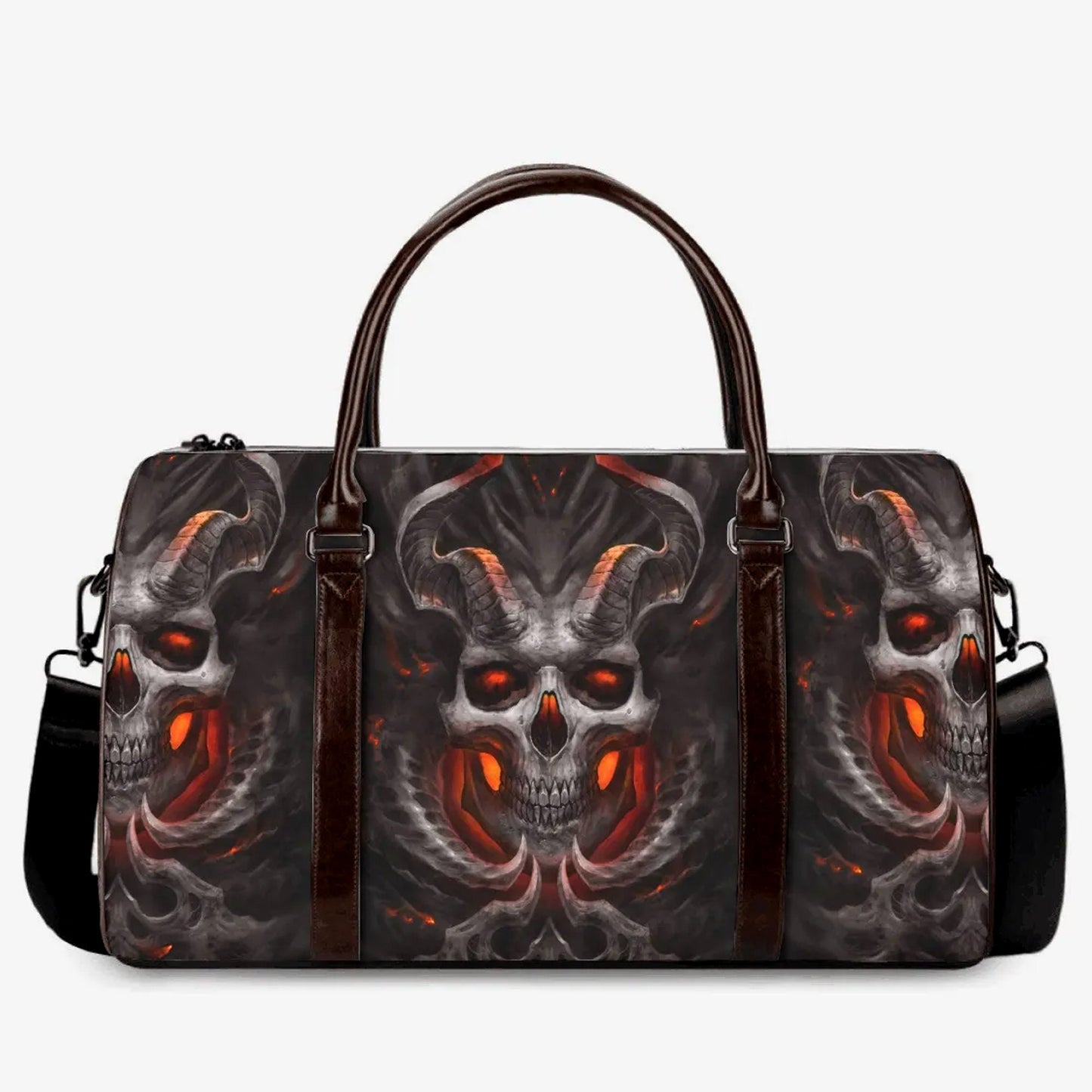 Skull weekender bags, evil large travel bag, death skull Carry On Bag horror travel bag punisher skull weekender bags, skull in fire handbag