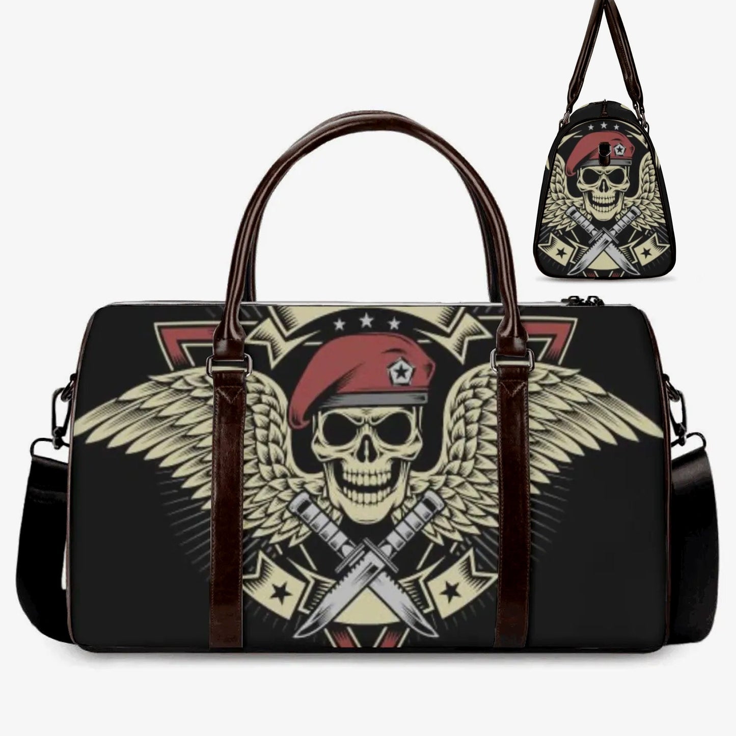Motorcycle skull monogrammed bag, flame skull duffel bag, biker skull handbag, motorcycle skull duffel bag punisher skull Canvas Weekend bag