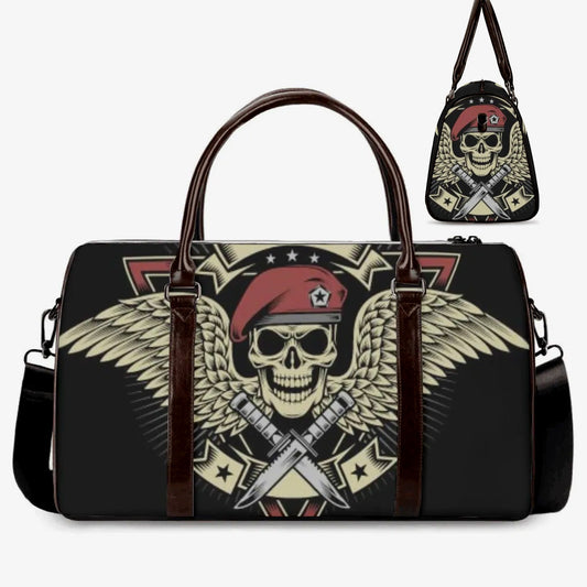 Motorcycle skull monogrammed bag, flame skull duffel bag, biker skull handbag, motorcycle skull duffel bag punisher skull Canvas Weekend bag