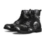 Gothic skull unisex boots, flaming skull winter boots, waterproof boots, death skull ankle booties, christmas skull waterproof shoes boots