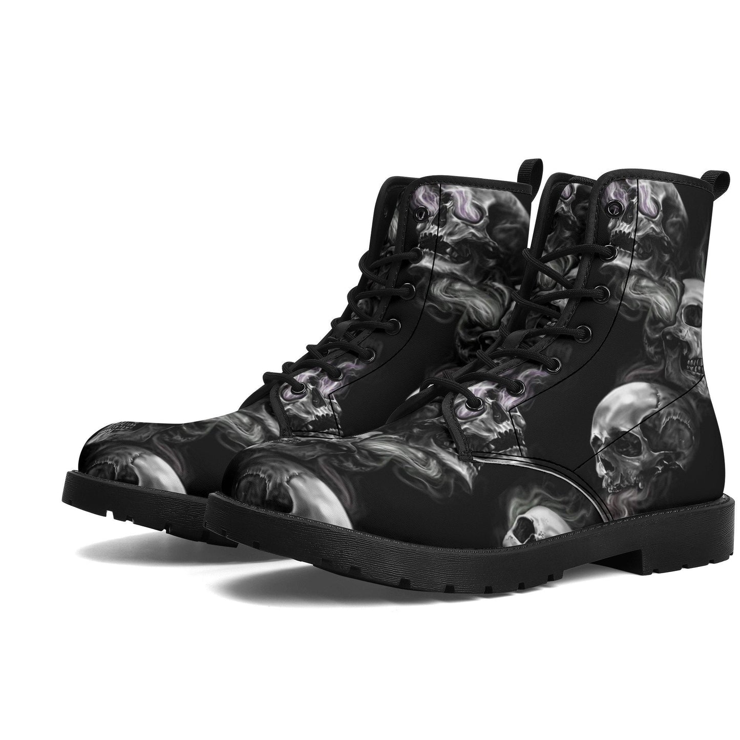Gothic skull unisex boots, flaming skull winter boots, waterproof boots, death skull ankle booties, christmas skull waterproof shoes boots