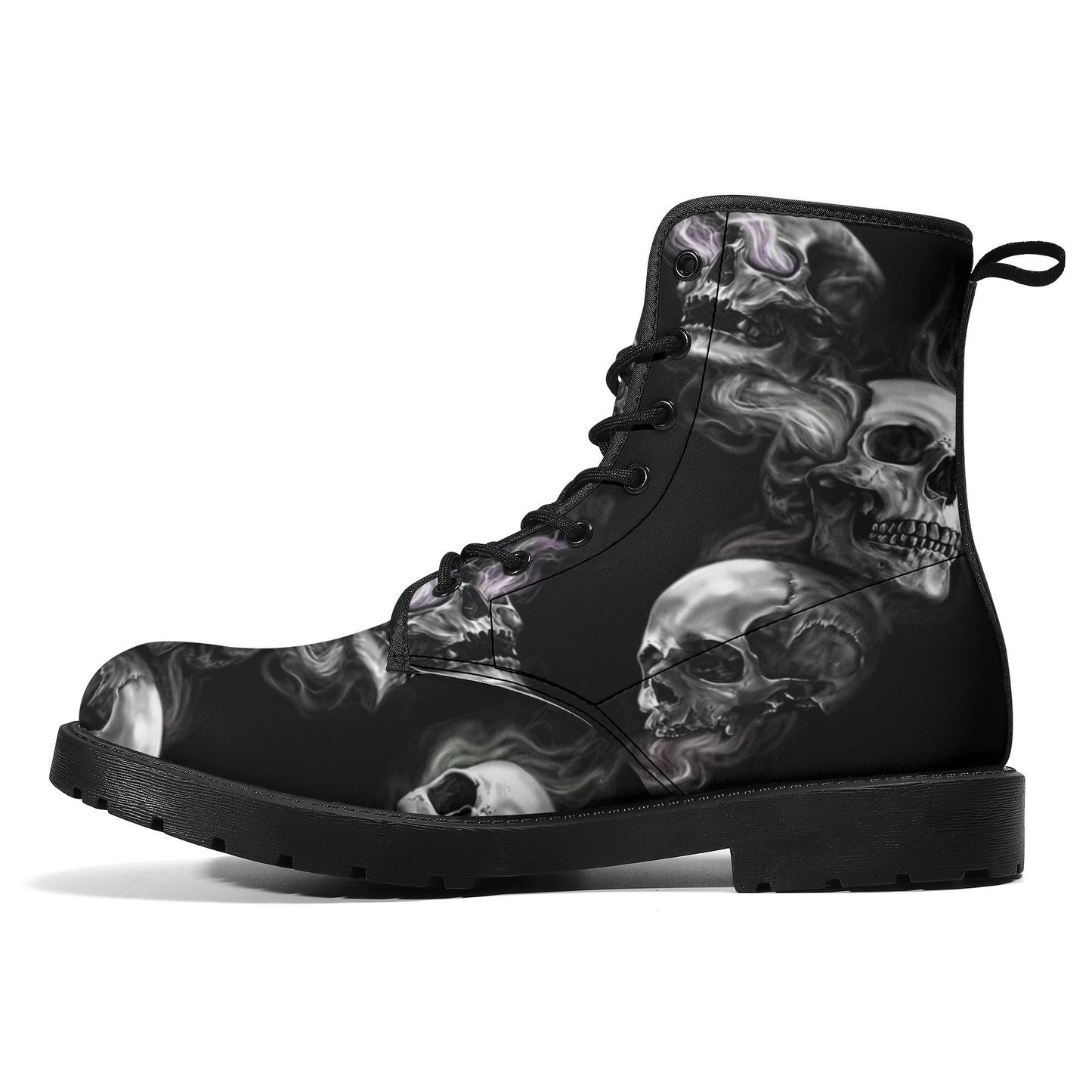 Gothic skull unisex boots, flaming skull winter boots, waterproof boots, death skull ankle booties, christmas skull waterproof shoes boots