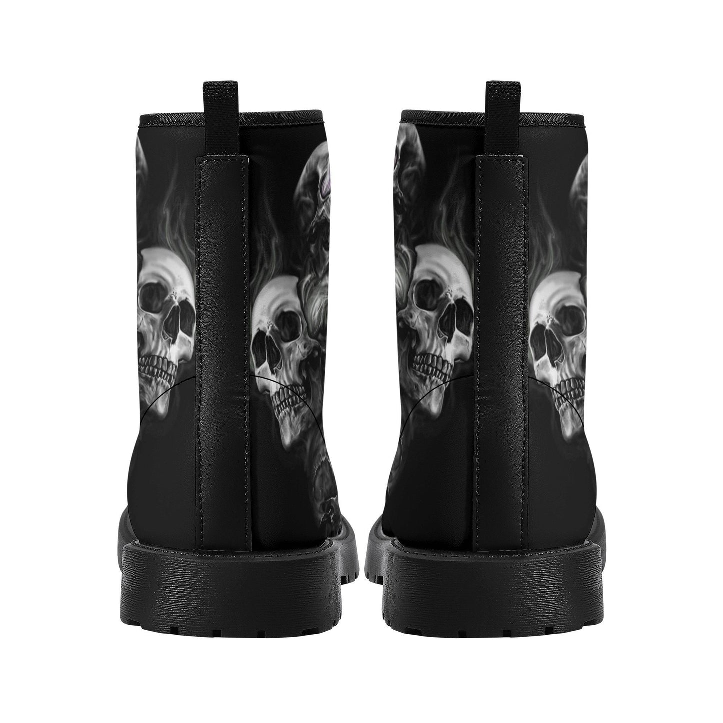 Gothic skull unisex boots, flaming skull winter boots, waterproof boots, death skull ankle booties, christmas skull waterproof shoes boots