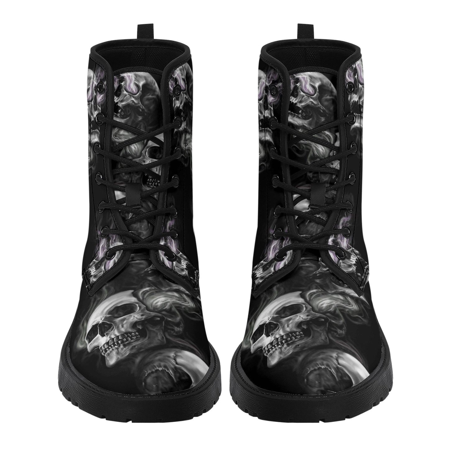Gothic skull unisex boots, flaming skull winter boots, waterproof boots, death skull ankle booties, christmas skull waterproof shoes boots