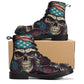 Skull unisex shoes, grim reaper men women shoes, skull in fire unisex boots, horror ankle Boots, skull winter boots, flame skull shoes boots