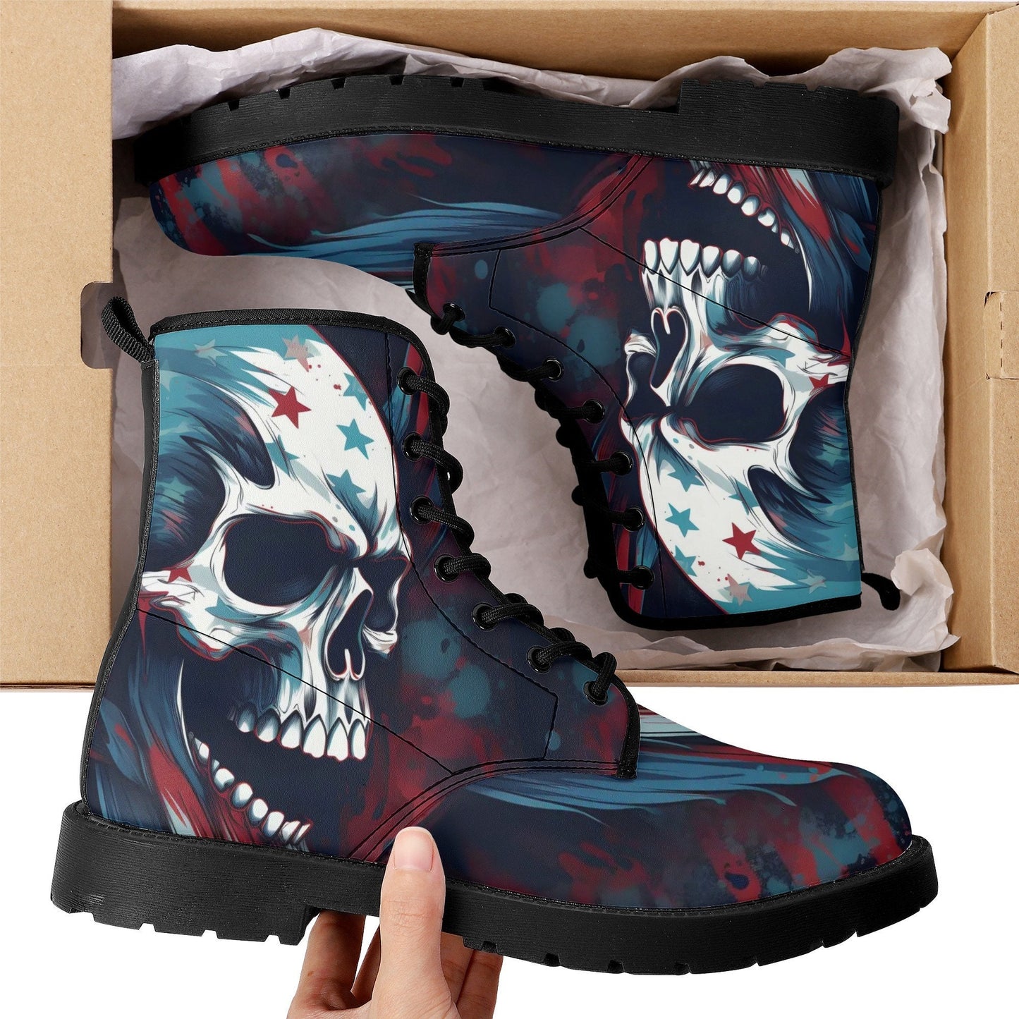 Horror boots for men women, gothic skull winter boots, skull boots for men women halloween men women boots, gothic skull waterproof shoes