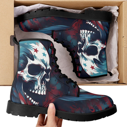 Horror boots for men women, gothic skull winter boots, skull boots for men women halloween men women boots, gothic skull waterproof shoes