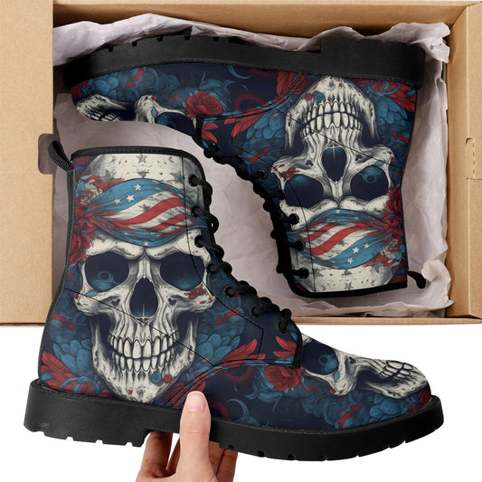 Grim reaper ankle Boots, punisher skull boots for men women, skull in fire unisex shoes, flower skull men women shoes, skeleton gothic boots