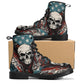 Skull waterproof shoes, biker skull unisex shoes, skull ankle booties, skull in fire ankle booties gothic skull unisex shoes halloween boots