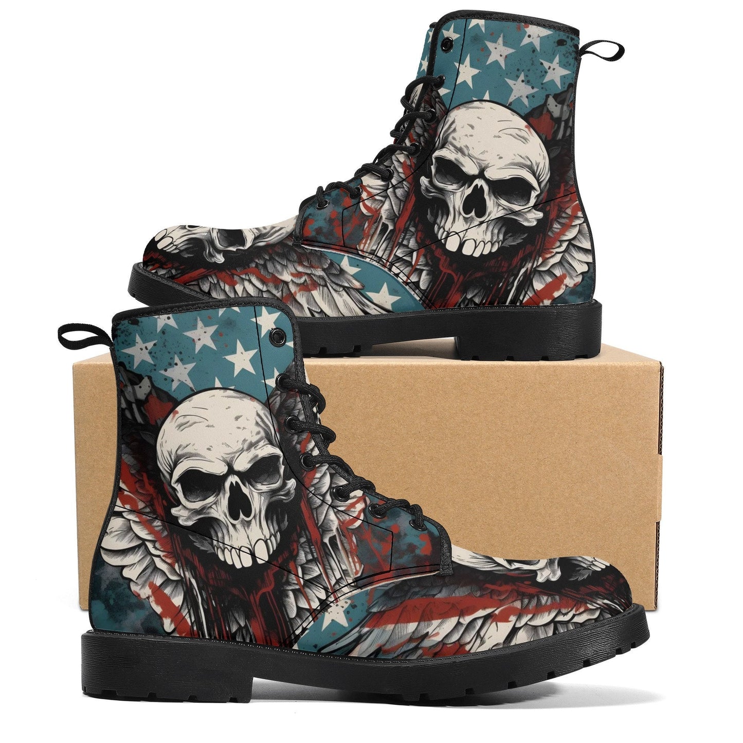 Skull waterproof shoes, biker skull unisex shoes, skull ankle booties, skull in fire ankle booties gothic skull unisex shoes halloween boots