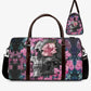 Evil duffel bag, horror large travel bag, floral skull handbag, flaming skull Hospital Bag, grim reaper Carry On Bag, skull shoulder bags