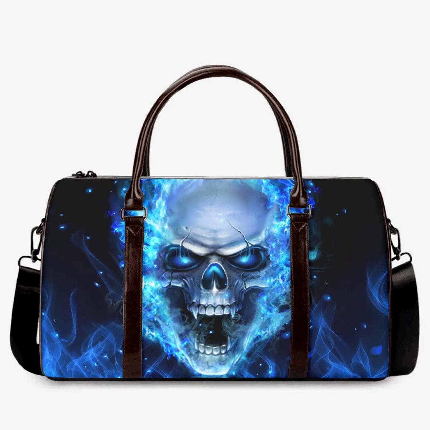 Halloween travel bag, biker skull Carry On Bag, death skull large travel bag, death skull monogrammed bag, halloween handbag, skull in fire