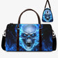 Halloween travel bag, biker skull Carry On Bag, death skull large travel bag, death skull monogrammed bag, halloween handbag, skull in fire